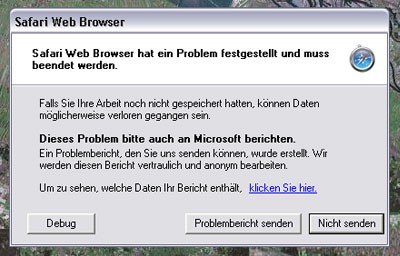 Safari 3 beta auf Windows Bugs
